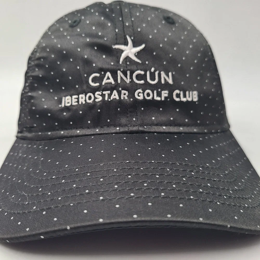 Women Iberostar Golf Club Hat Adjustable Black‎ White Polka Dot Cancun Course MX